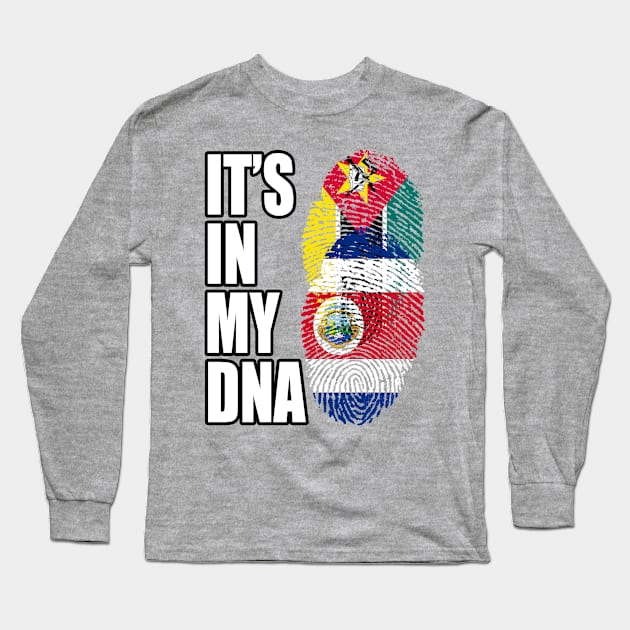 Costa Rican And Mozambican Mix DNA Flag Heritage Long Sleeve T-Shirt by Just Rep It!!